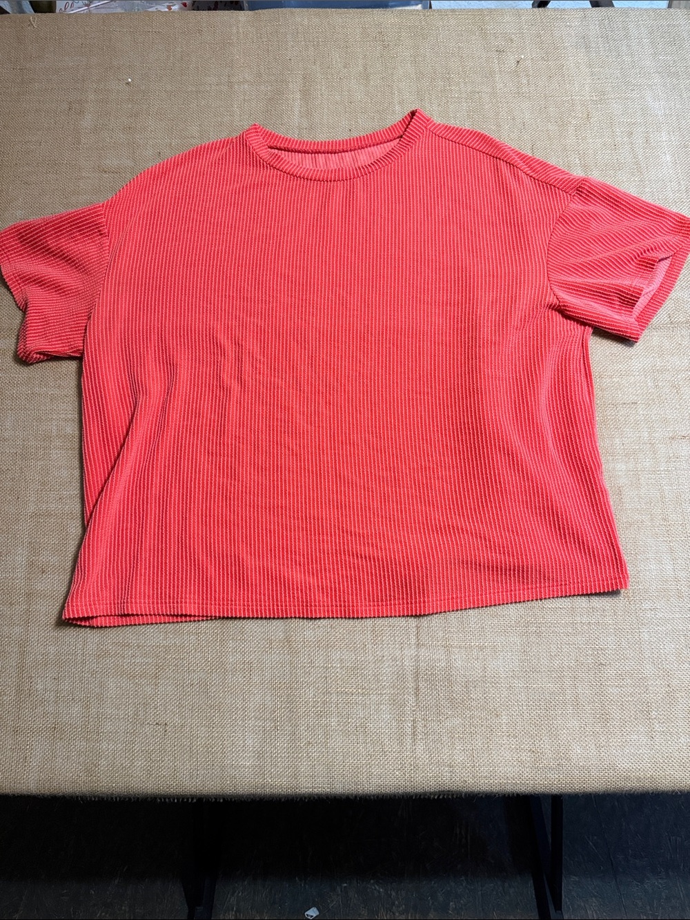Women’s Ribbed Boxy Tee - Coral Pink